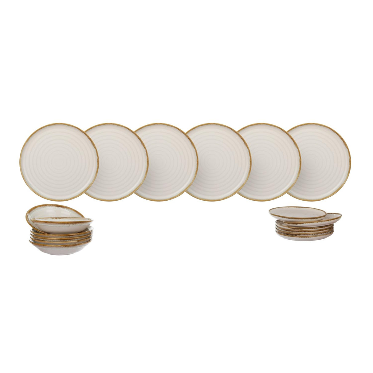 Olympus - Juego de 18 platos de terracota color crema dorado