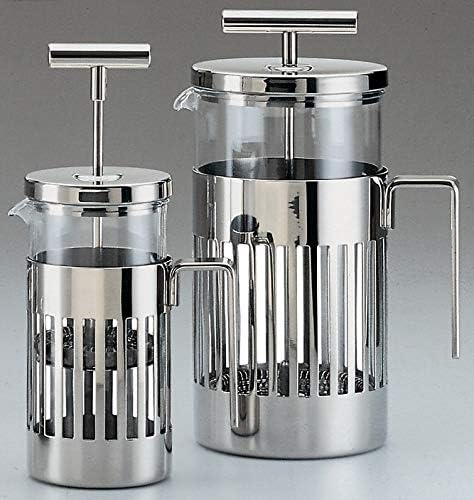 Alessi 9094/3 - Cafetera de Design a Filtro-Presión o Para Infusiones en Acero Inoxidable 18/10 Brillante y Vidrio Resistente al Calor, 3 Tazas