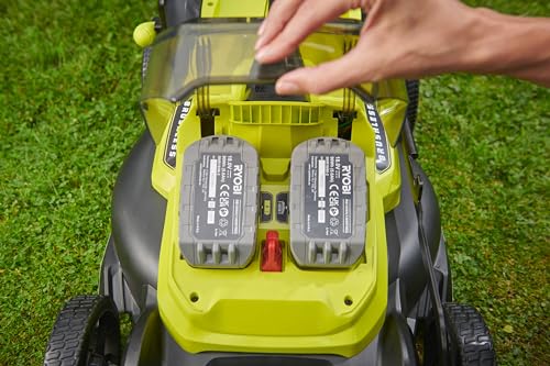 RYOBI Recortadora sin Hilos sin Hilos 18 V One+ RY18LMX40C-0 - Ancho Ø40 cm, Bandeja semirrígida 50 L, Ajuste centralizado, Mango Plegable - Batería no incluida