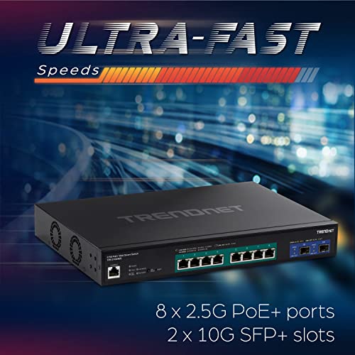 TRENDNET - ACCESSORIES Interruptor PoE+ Inteligente Web DE 10 Puertos 2.5G con Ranuras SFP+ de 10G