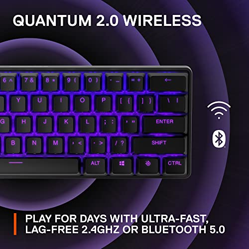 SteelSeries Apex Pro Mini Wireless Teclado gaming HyperMagnetic - El teclado más rápido del mundo - Factor de forma compacto 60 % - Teclas PBT - Bluetooth - 2,4 GHz - USB-C – Teclado inglesa (QWERTY)