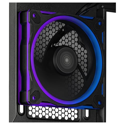 ASUS Prime AP202 ARGB Caja mATX, Cristal Curvado Templado, Compatible con gráficas de hasta 420 mm, radiadores de 360 mm, raíl de fácil extracción, ventilación de Ranura, Ventiladores ARGB, Negro