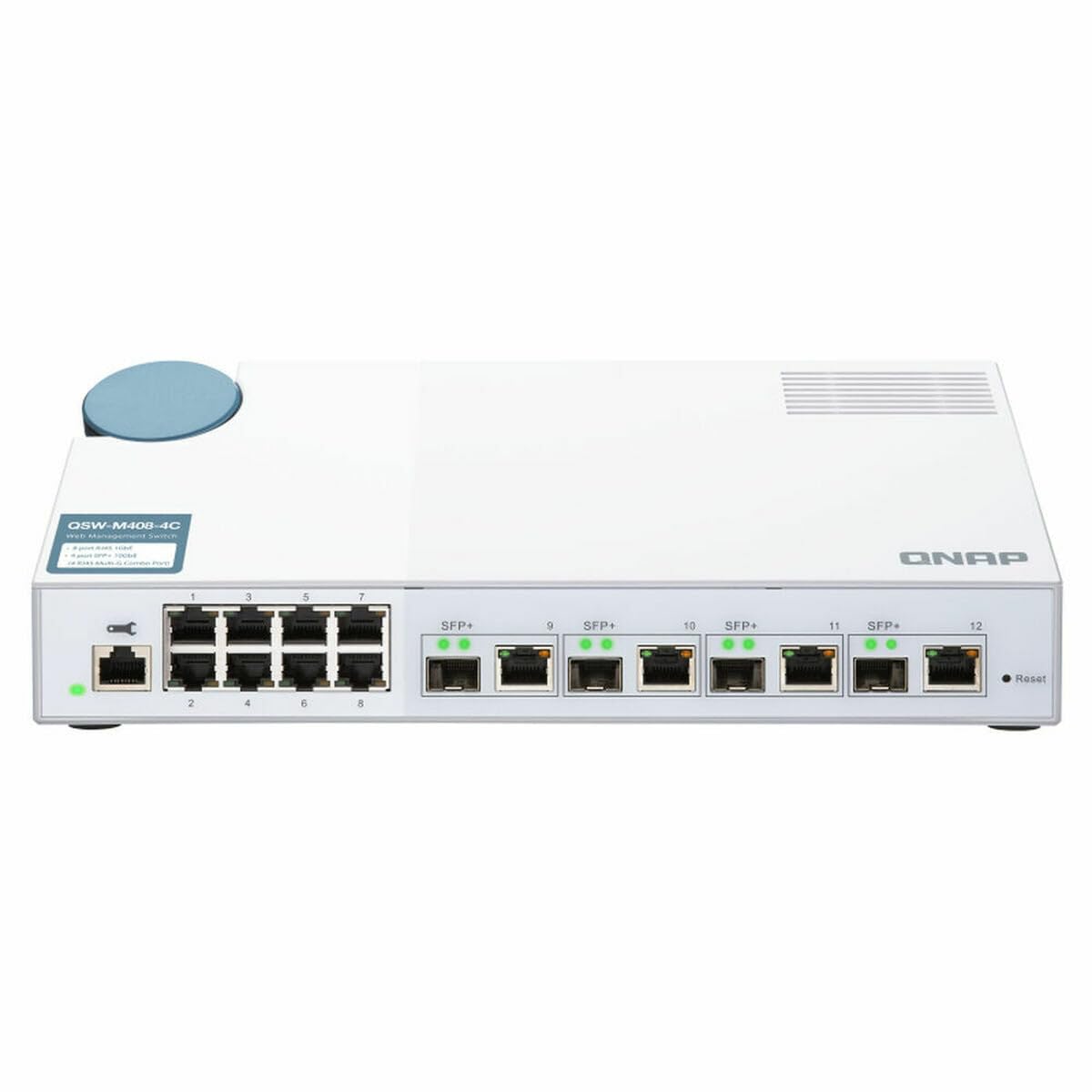 QNAP QSW-M408-4C QSW-M408-4C, 8 Port 1Gbps, 4 Port 10G SFP+/ NBASE-T Combo, Web Management Switch