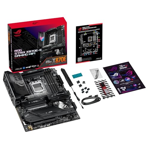 ASUS ROG Strix X870E-E Gaming WiFi - Placa Base AMD ATX, 18+2+2 etapas de Potencia, DDR5, 5X M.2, PCIe 5.0 Compatible con GPU de última generación, WiFi 7, USB 20G con PD 3.0 de hasta 30 W