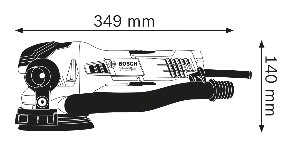 Bosch Professional GET 55-125 - Lijadora excéntrica turbo (550 W, Ø de plato lijador 125 mm, en caja)