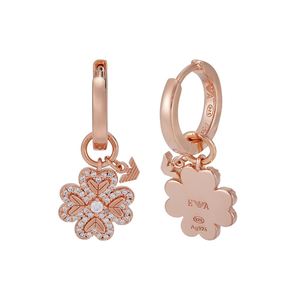 Emporio Armani Pendientes Sentimental de plata de ley de oro rosa para mujer, EG3610221, talla única, Sin piedra preciosa, Rosa Coral