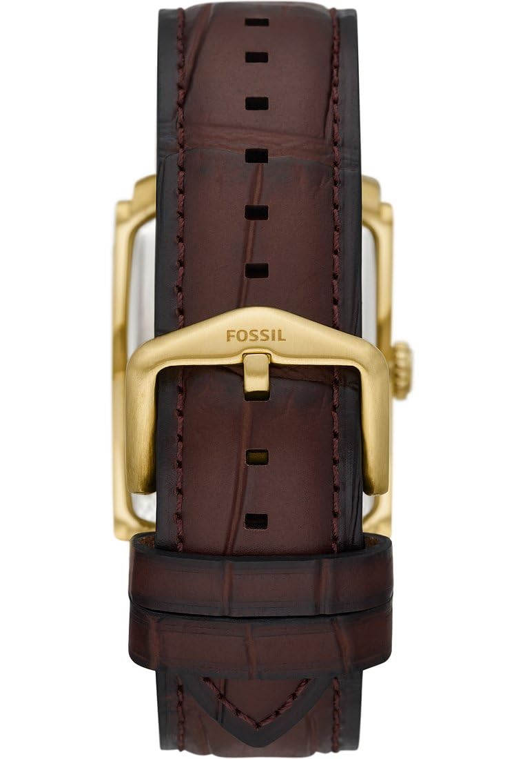 Fossil Reloj Carraway para Hombre, Movimiento de Cuarzo de Tres manecillas con Correa de Piel o Acero Inoxidable, Marrón Oscuro