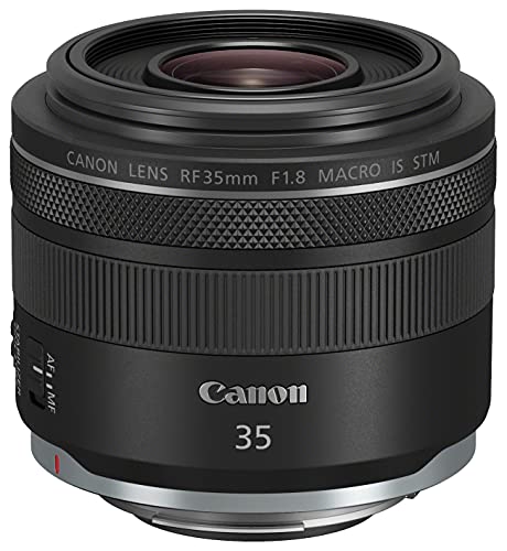 Canon Objetivo RF 35mm f/1,8 Macro IS STM - Lente Gran Angular, Foto Detalle y Vídeo Incluso con Muy Poca Luz, Ligero, Enfoque STM y estabilizador óptico 5 Pasos, Compatible con Sistema EOS R, Negro