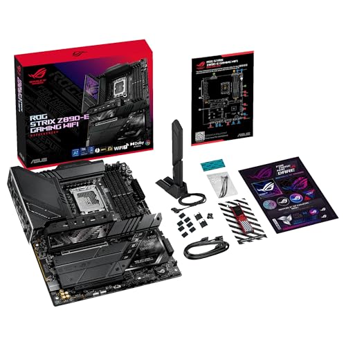 ASUS ROG Strix Z890-E Gaming WiFi - Placa Base ATX, 18+1+2+2 etapas de Potencia, DDR5, PCIe 5.0 Compatible con GPU de última generación, Siete Ranuras M.2, WiFi 7, AI Overclocking, AI Networking II