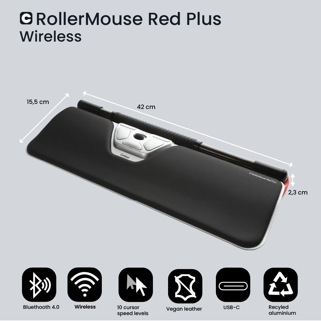 Contour RollerMouse Red Plus + Teclado Balance PN, Inalámbrico