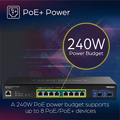 TRENDNET - ACCESSORIES Interruptor PoE+ Inteligente Web DE 10 Puertos 2.5G con Ranuras SFP+ de 10G