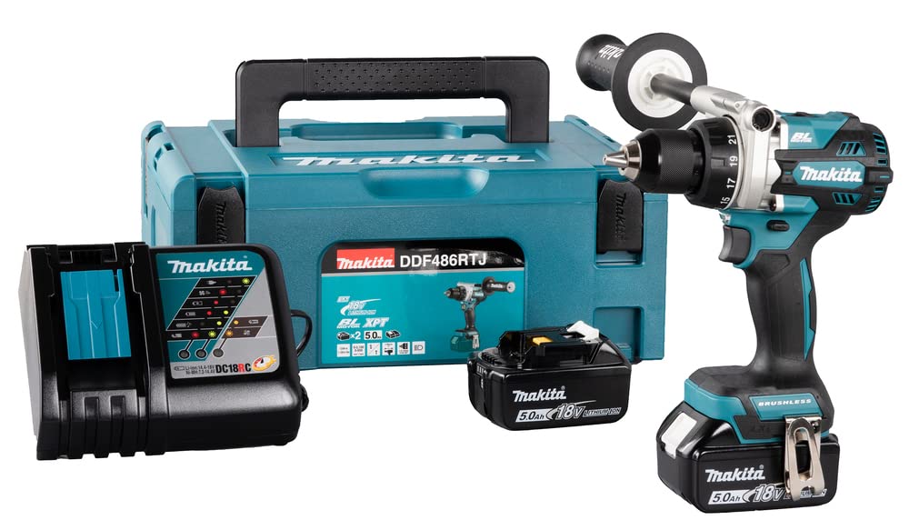 Makita DDF486RTJ Taladro atornillador BL 18V LXT 130Nm 5Ah 2 bat. MakPac