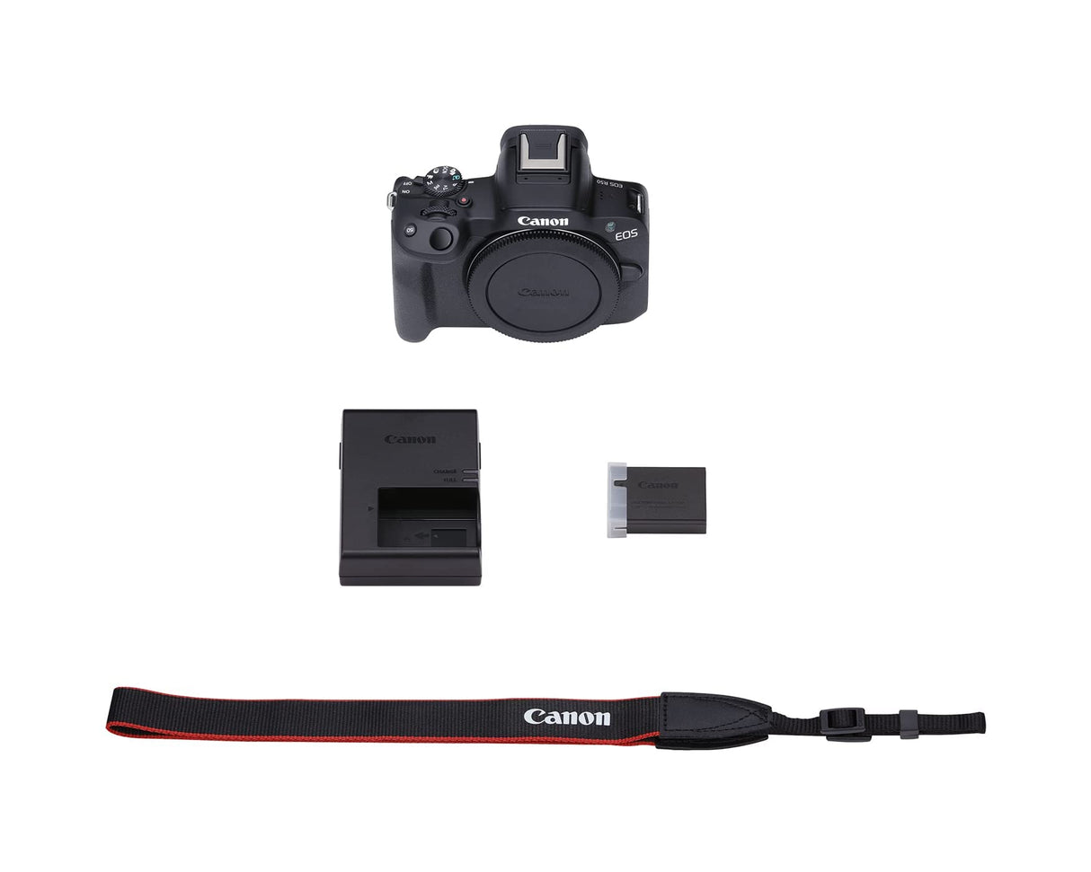 Canon EOS R50 Cámara Mirrorless Body, Cámara Evil APS-C (24,2 MP) -4 EV, Vídeo 4K 30 fps, Dual Pixel CMOS AF II, Pantalla Táctil de Ángulo Variable, Negro
