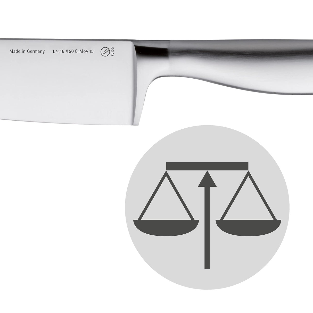 WMF Grand Gourmet - Cuchillo de Chef Chino de 31,5 cm con Hoja Insertada de Acero Templado Completamente Forjado de 18,5 cm
