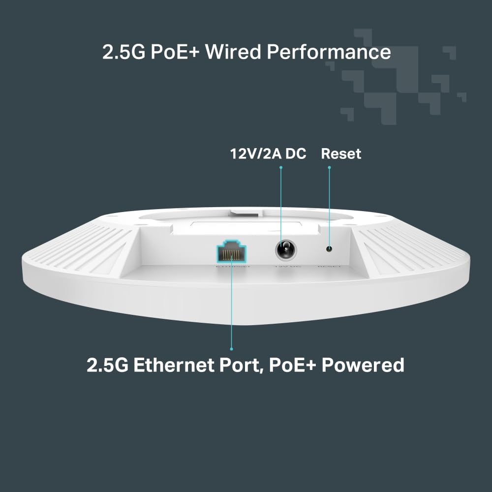 TP-Link Festa F67 | Punto de Acceso WiFi 6 Dual-Banda AX5400, Montaje en Techo, 1× Puerto PoE de 2.5 Gigabits, Gestión centralizada en la Nube Gratuita, Configuración y Uso fáciles