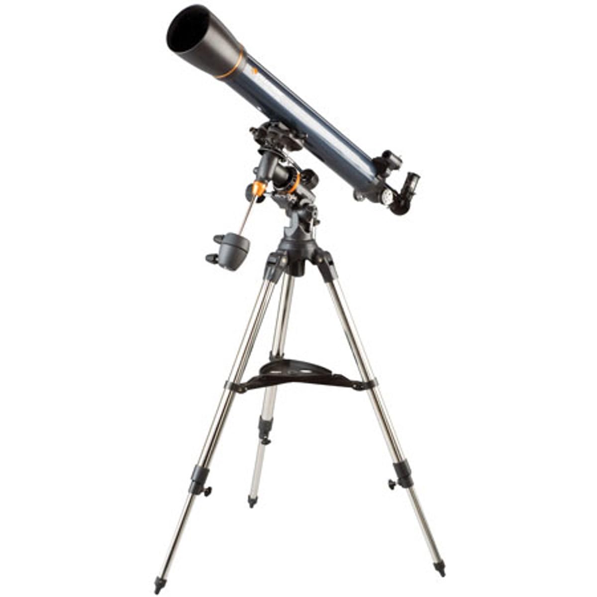Celestron 21064 AstroMaster 90EQ Telescopio Refractor: Incluye Dos oculares, una Diagonal de Imagen erguida, un trípode Ajustable en Altura y una Bandeja de Accesorios de Lujo, Azul Oscuro