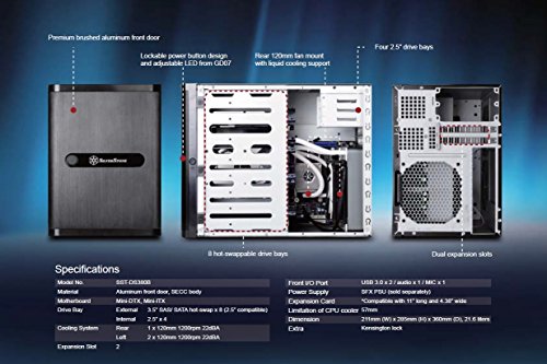SilverStone SST-DS380 - Carcasa de ordenador de almacenamiento Mini-ITX con puerta, negro