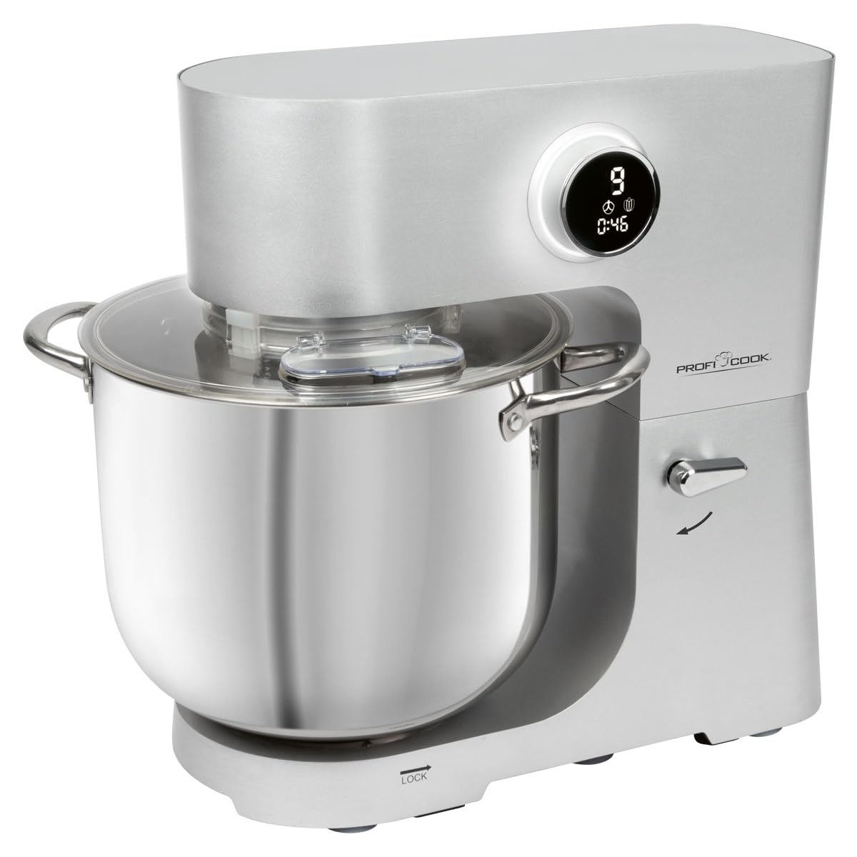 ProfiCook® robot de cocina | XXL | 12L bol | amasadora | motor 2500W | engranaje metálico | pantalla LED | robot de cocina | para hasta 8,5 kg de masa | 13 velocidades | PC-KM 1254 acero inoxidable