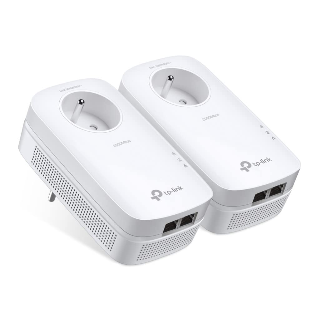 TP-LINK AV2000 - Adaptadores de Red Powerline (FR plug, 2000 Mbit/s Ethernet, 2 piezas) color blanco