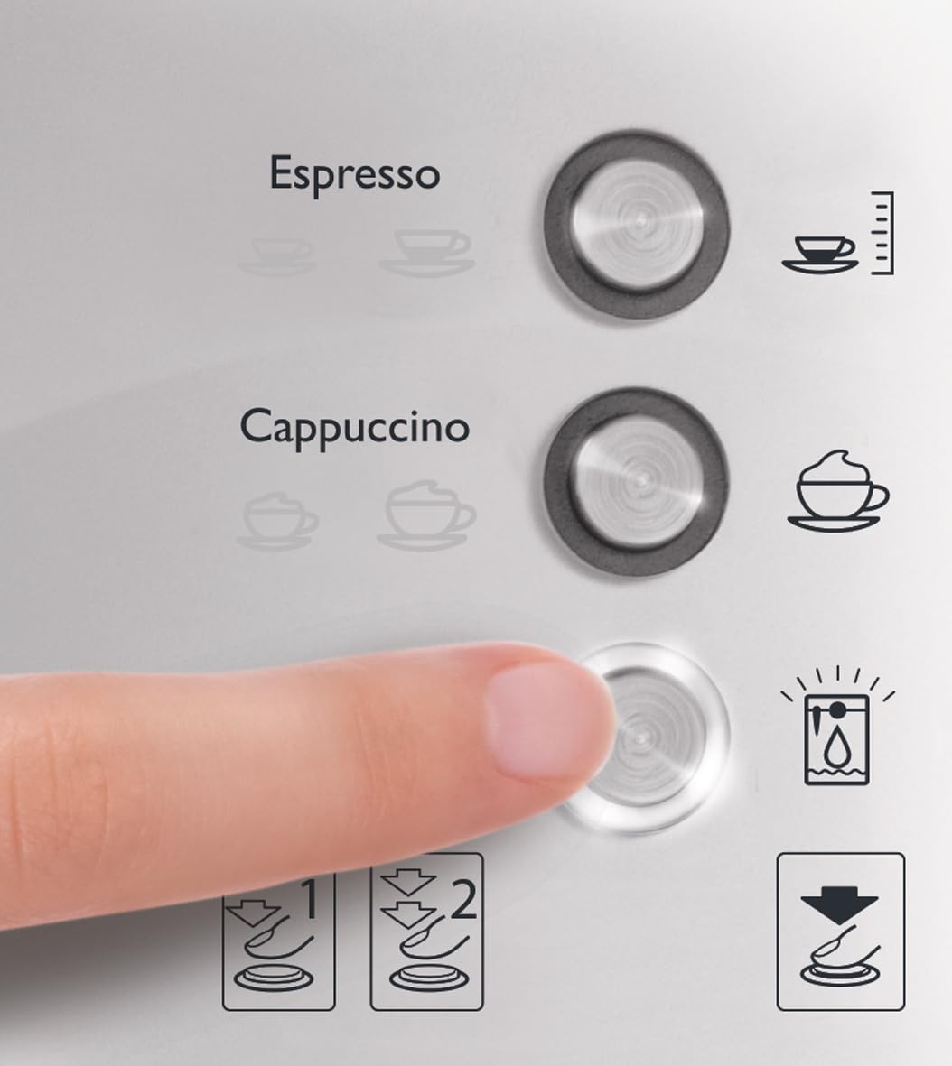 Cafetera para espresso, cappuccino y latte Breville PrimaLatte | Bomba italiana con 15 bar | Adecuado para café molido y monodosis | Depósito para tratamiento de leche integrado | Color Plata