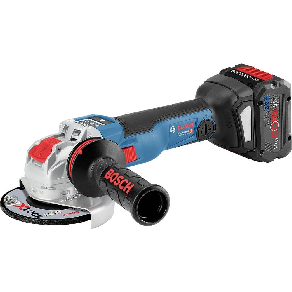Bosch Professional 18V System GWX 18V-10 SC - Amoladora angular a batería (Brushless, X-LOCK, Ø 125 mm, vel. regulable 4500 - 9000 rpm, Connectivity, 2 baterías ProCORE 5.5Ah, en L-BOXX)