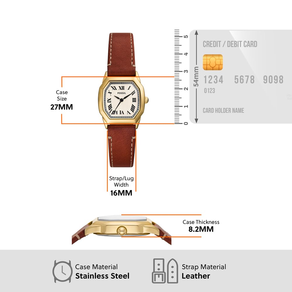 Fossil Reloj Analógico para Mujer de Cuarzo con Correa en Cuero ES5364