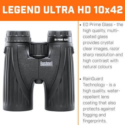 Bushnell Legend 10 x 42 mm Ultra HD Prismático, Unisex, Negro, Talla Única