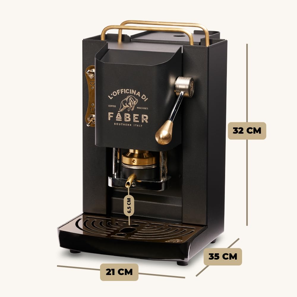 Máquina de café Faber Pro Total Deluxe acabados en latón a monodosis de papel Ese 44 mm