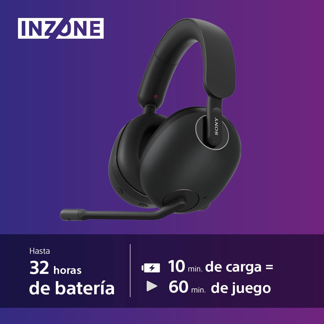 Sony INZONE H9, Auriculares inalámbricos Noise Cancelling Gaming, 360 Spatial Sound, cómoda sujeción, 32 Horas autonomía, Baja latencia, micrófono Boom de Calidad, Compatible con PC y PS5