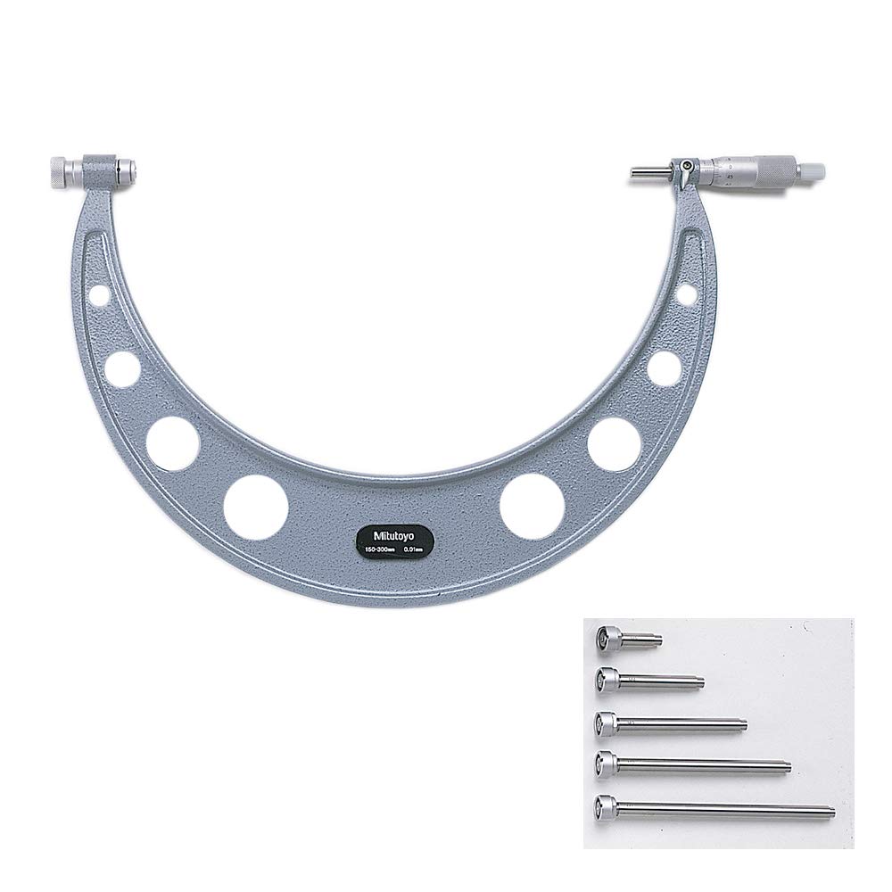 Mitutoyo 104-144A - Micrómetro exterior (4 yunques intercambiables y 4 estándares, rango de 500 a 600 mm, graduación de 0,01 mm)