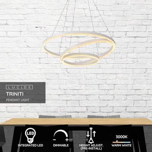 LUCIDE TRINITI - Lámpara colgante - Ø 80 cm - LED Regul. - 3000K - Blanco