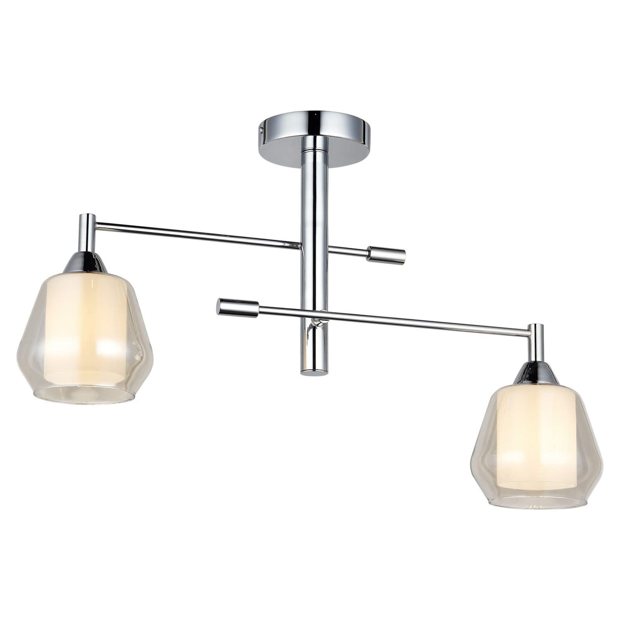Homemania 1530-51-02 Lámpara de Pared Shelfie, Metal, Vidrio, Cromo, 28 x 64 x 44 cm, 2 x E27, Max 40W