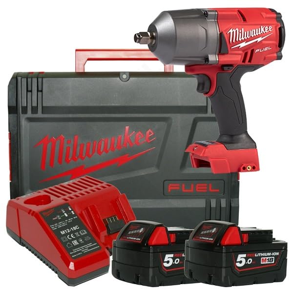 Milwaukee 00 Fuel M18 FHIWF12-502X-2-Cargador de baterías de 5 Ah-1, M12-18FC 4933459696, color rojo, 18 V