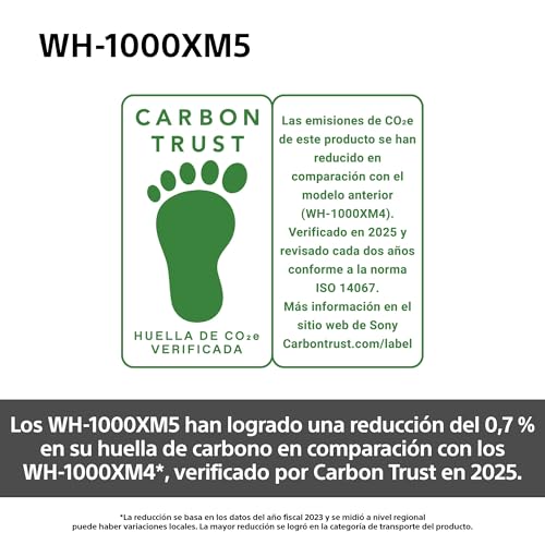 Sony WH-1000XM5 Auriculares de Diadema inalámbricos Premium con Noise Cancelling, Bluetooth, Llamadas, Hi-Res, 30 h de batería, Incluye Estuche rígido, iOS, Android - Azul Medianoche