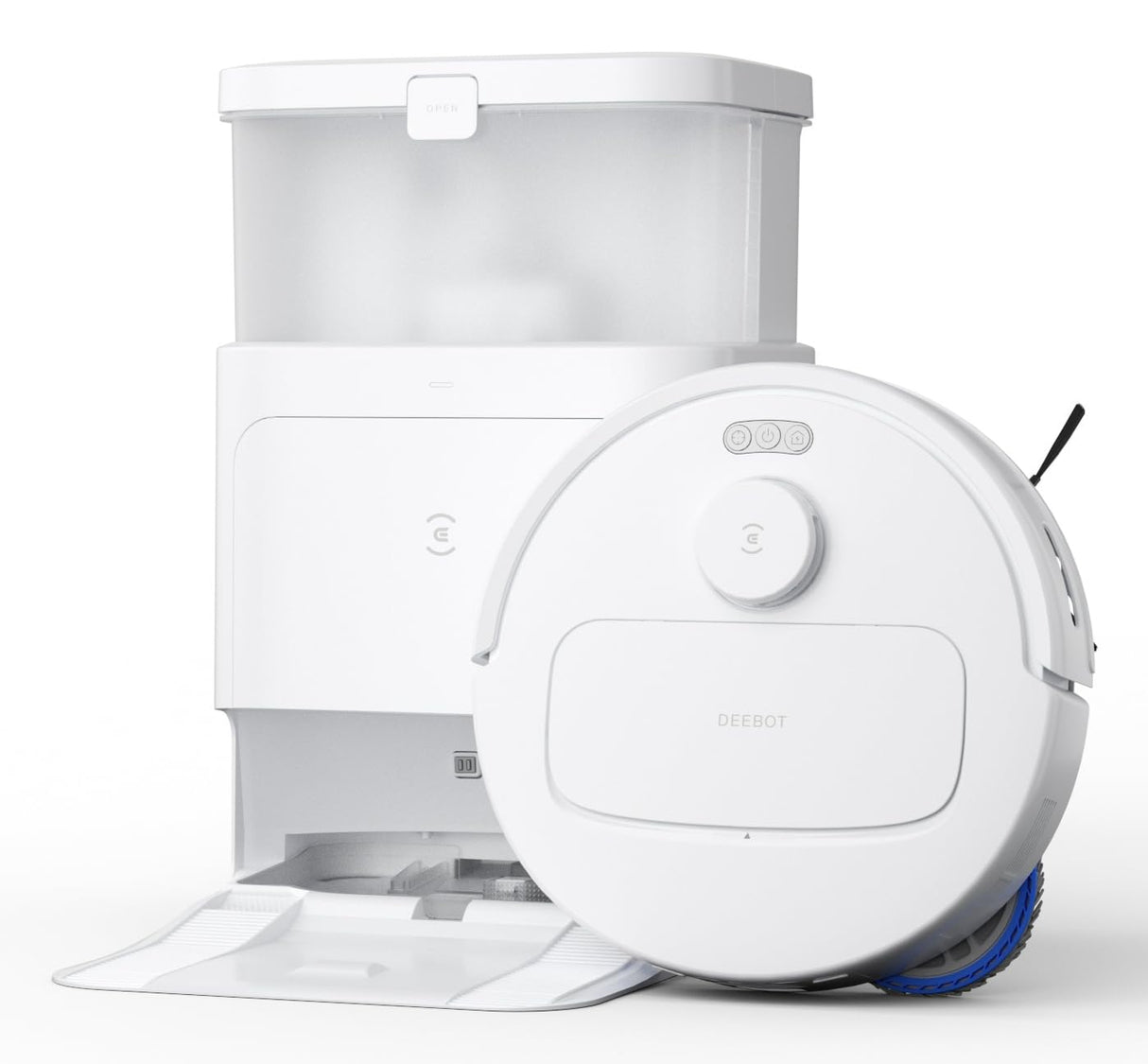 ECOVACS N30 Pro Omni aspriadora Robot con estación Vaciado, Lavada, Secado automáticos, 10 00 Pa, Cepillo antienredos ZeroTangle 2.0, Limpieza Agua Caliente 60 ℃, mopa adaptiva TruEdge, Blanco