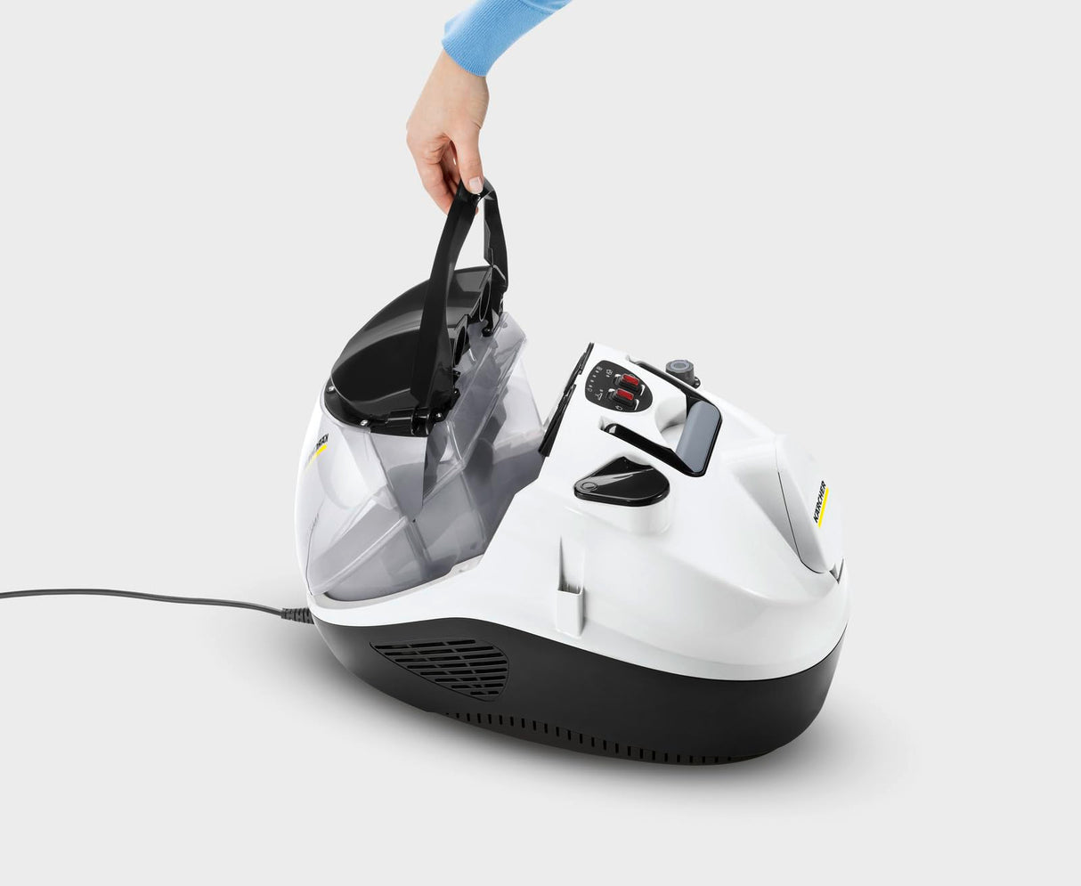 Kärcher Limpiadora de Vapor con Aspiración SV 7, Presión: máx. 4 bar, Calentamiento: 5 min, Aspiración y Vapor Regulables, Doble Depósito, Kit Limpieza de Suelo, Boquillas, Pincel para Muebles