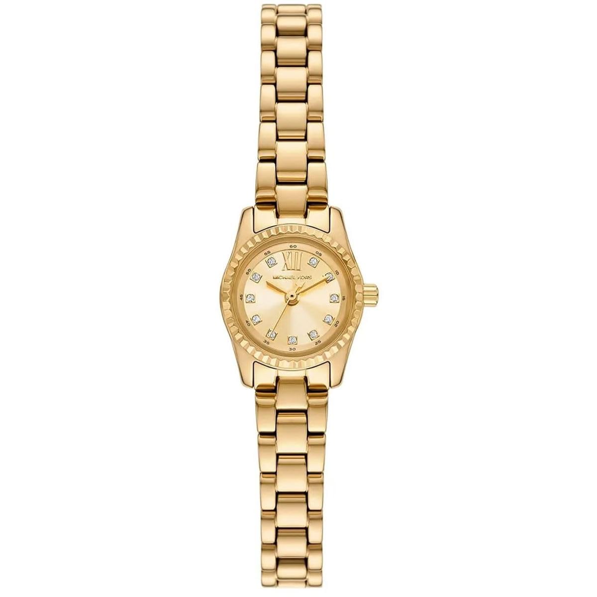 Michael Kors Reloj Lexington para Mujer, Movimiento de Cuarzo de Tres Agujas de 19 mm con Correa de Acero Inoxidable o Piel, Oro Sepia, 19 mm