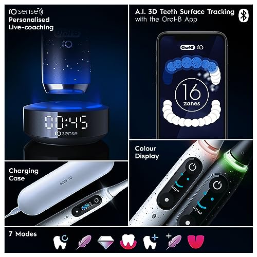 Oral-B iO 10 Cepillo de Dientes eléctrico Blanco, 1 Cabezal de Cepillo de Dientes, 1 Funda de Viaje de Carga, diseñado por Braun