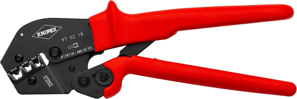 Knipex Alicate para crimpar terminales también para trabajar a dos manos bruñido, recubiertos de plástico antideslizante 250 mm 97 52 18