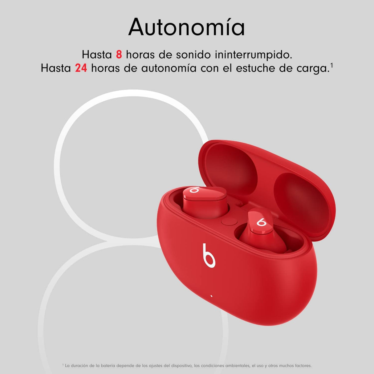Beats Studio Buds – Auriculares intraurales Totalmente inalámbricos con cancelación del Ruido – Auriculares Bluetooth Resistentes al Sudor, compatibles con Apple y Android – Rojo