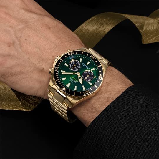 JAGUAR Reloj Modelo J899/1 de la colección Connected, Caja de 45,7 mm Verde con Correa de Acero Chapado para Caballero