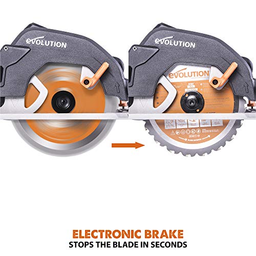 Evolution Power Tools - Sierra circular multimaterial R185CCSX+ con guía compatible (paquete plus con bolsa de transporte), 185 mm, 230 V