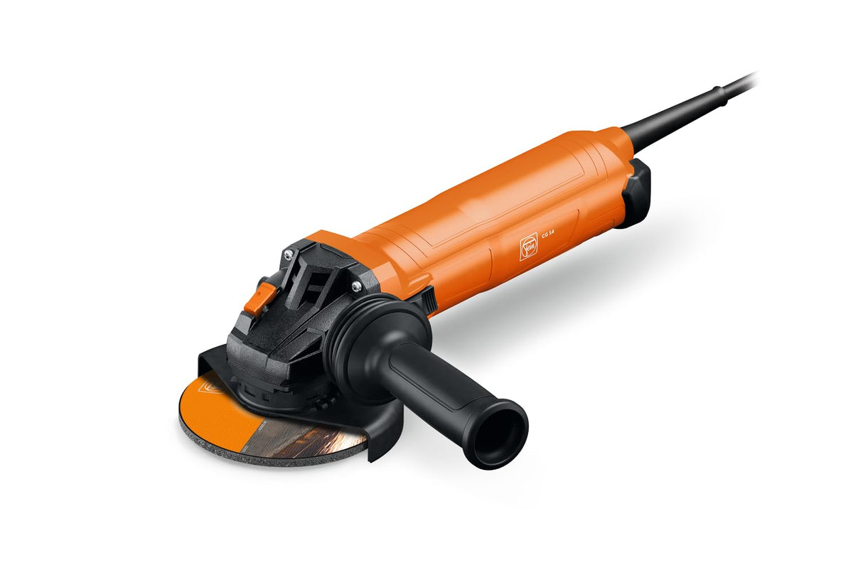 FEIN Amoladora angular CG14-125, Ø 125mm, 1400Watt, Velocidad en vacío 2 800-11 500 1/min, empuñadura antivibración, para trabajos de desbaste y corte efectivos, peso según EPTA 2,30 kg