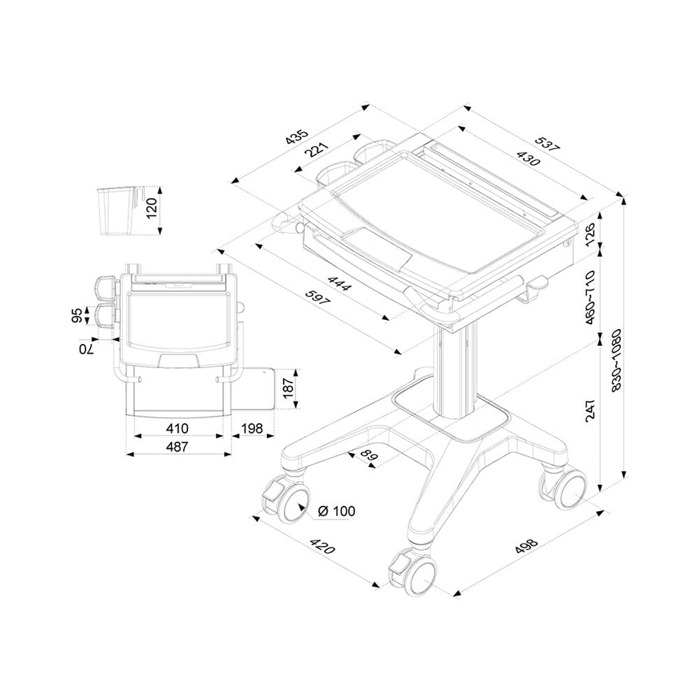 Newstar El médica cesta portátil - Soporte para equipo multimedia (Carro multimedia, Blanco, Portátil, 5 kg, 25,4 cm (10"), 43,2 cm (17"))