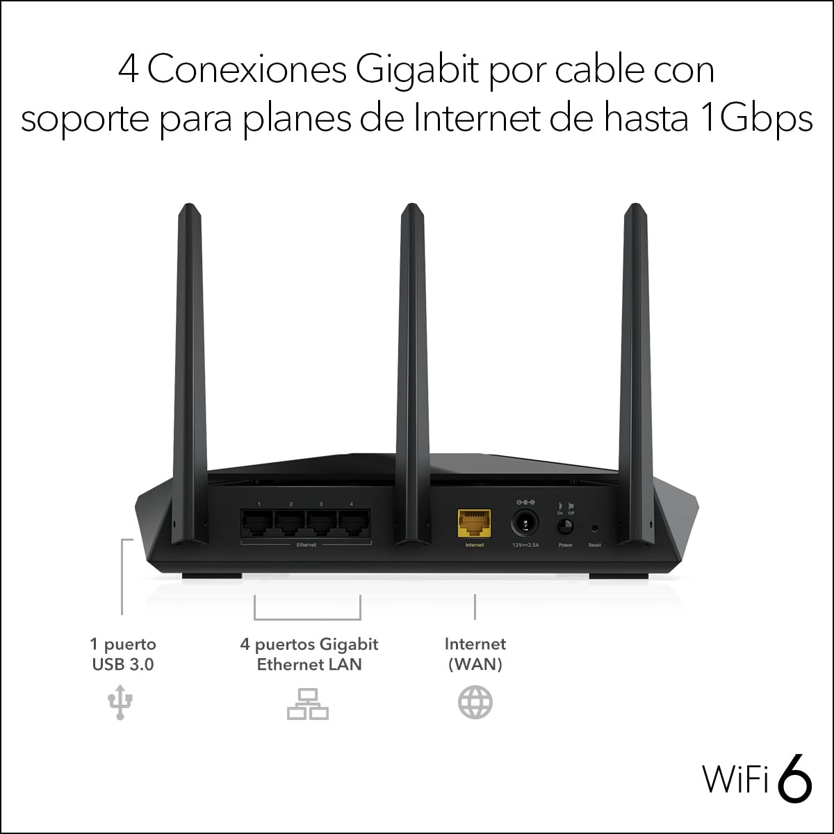 NETGEAR Nighthawk AX5 Router WiFi 6 RAX30, Velocidad AX2400 de 5 transmisiones, Cobertura de hasta 125 Metros Cuadrados, Negro
