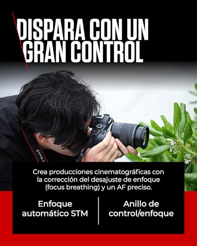 Objetivo zoom estándar Canon RF 28-70mm F2.8 IS STM para cámaras del sistema EOS R con estabilizador de imagen de 5,5 pasos sellado contra las inclemencias meteorológicas y un diseño compacto y ligero