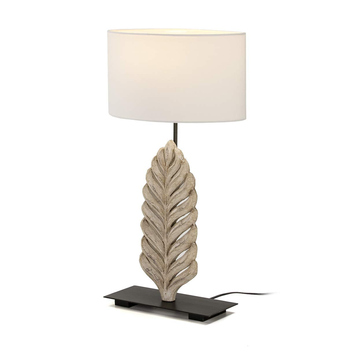 LAMPARA SOBREMESA 30X13X46 METAL/MADERA BLANCO CON PANTALLA BLANCO