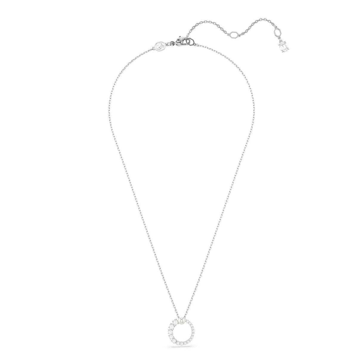Swarovski Colgante Matrix, Perla de cristal, Talla redonda, Blanco, Baño de rodio