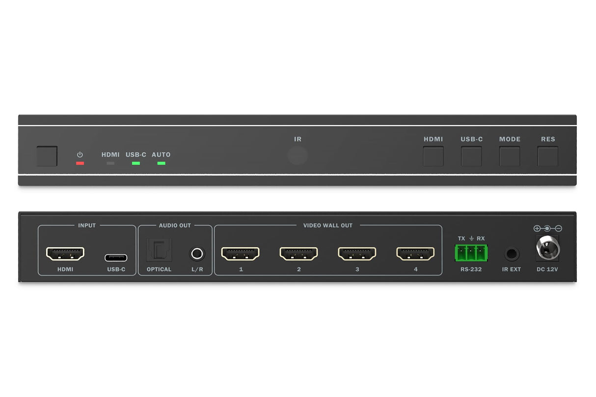 DIGITUS DS-55358 – Controlador de videowall HDMI – Señal de Entrada UHD 4k 60 Hz a través de HDMI 2.0 o USB-C – Salida 4k 30 Hz – Modos de visualización 1x1, 2x1, 3x1, 4x1, 1x2, 1x3, 1x4, 2x2
