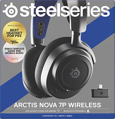 SteelSeries Arctis Nova 7P Wireless - Cascos PS5 Inalámbricos - Controladores magnéticos de neodimio - 2,4GHz + Bluetooth - 38h de batería- Micro ClearCast Gen2 IA - PS5, PC, VR, móvil